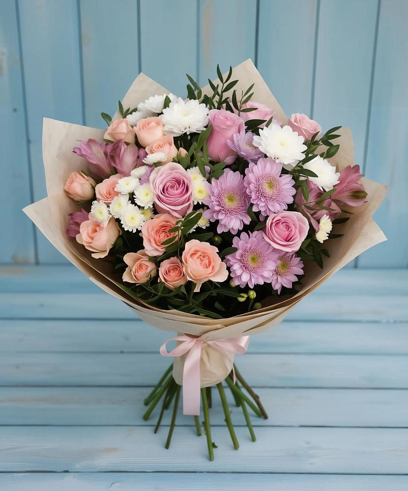 Букет цветов из: Хризантемы, Розы и Альстромерии в Дорогобуже