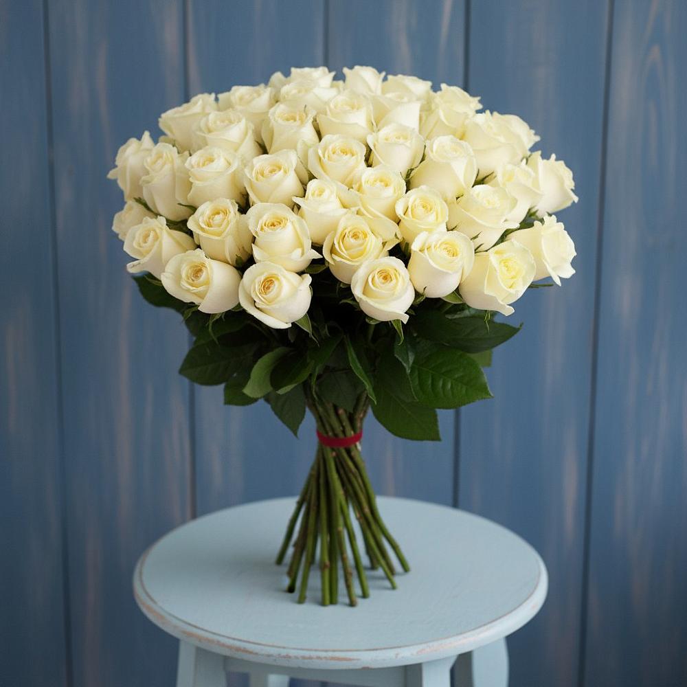 Букет 51 Белая роза Эдлесс Лав в Дорогобуже