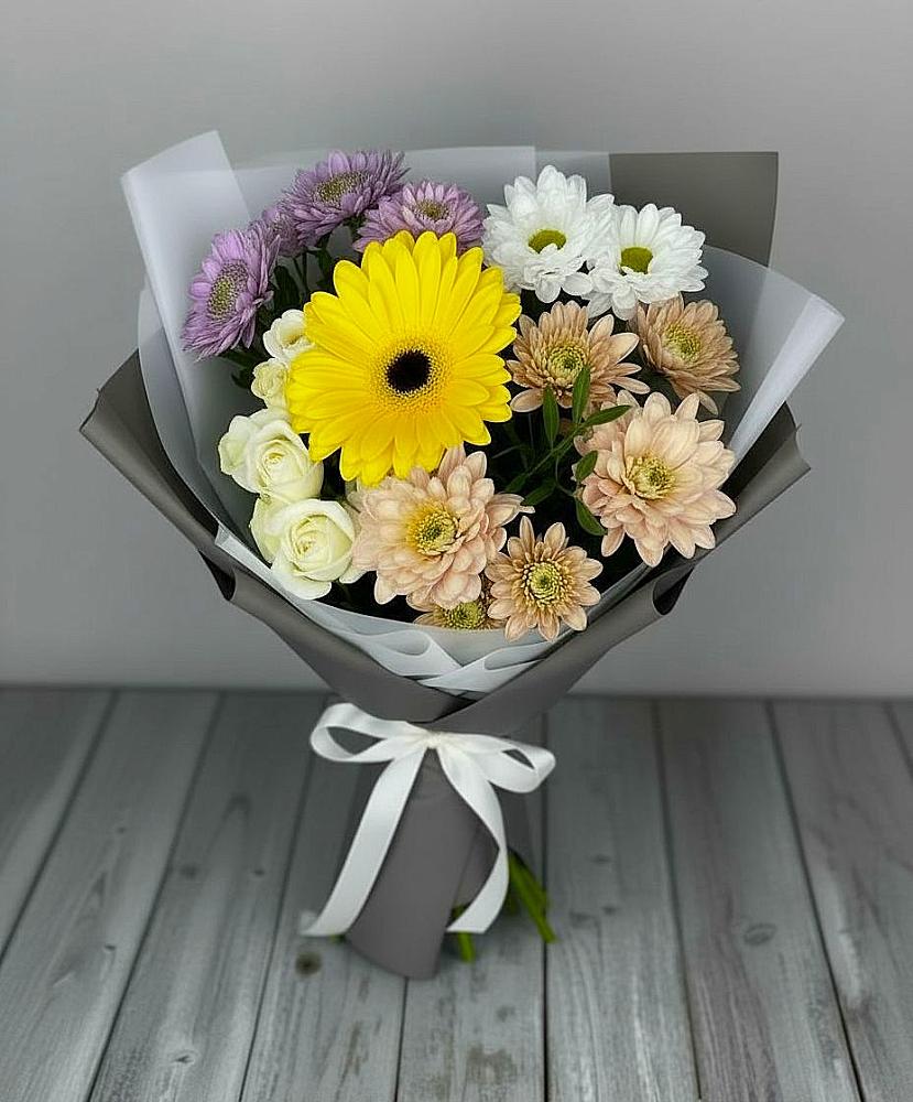 Букет цветов из: Розы, Герберы и Хризантемы в Дорогобуже