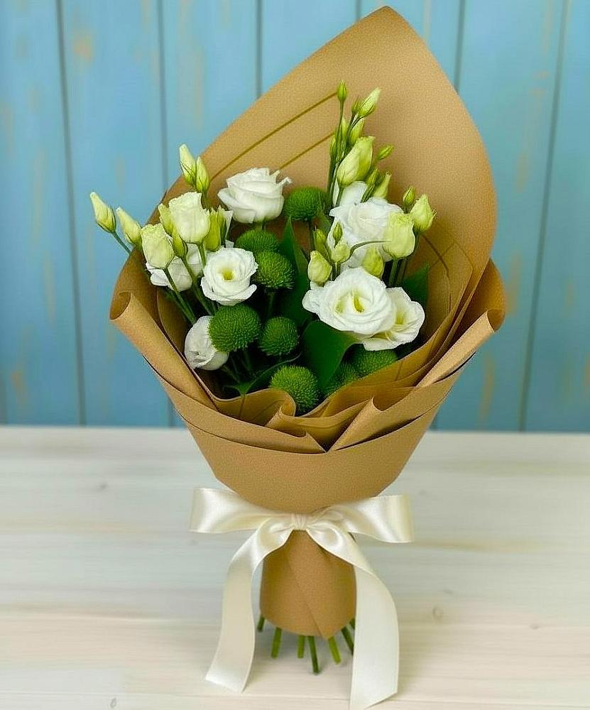 Букет цветов из: Хризантемы и Лизиантусы в Дорогобуже