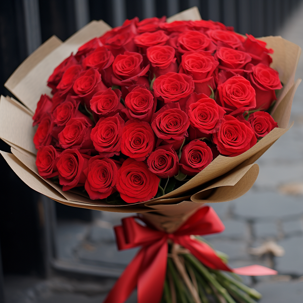 Букет 51 Красная роза Эдлесс Лав в Дорогобуже