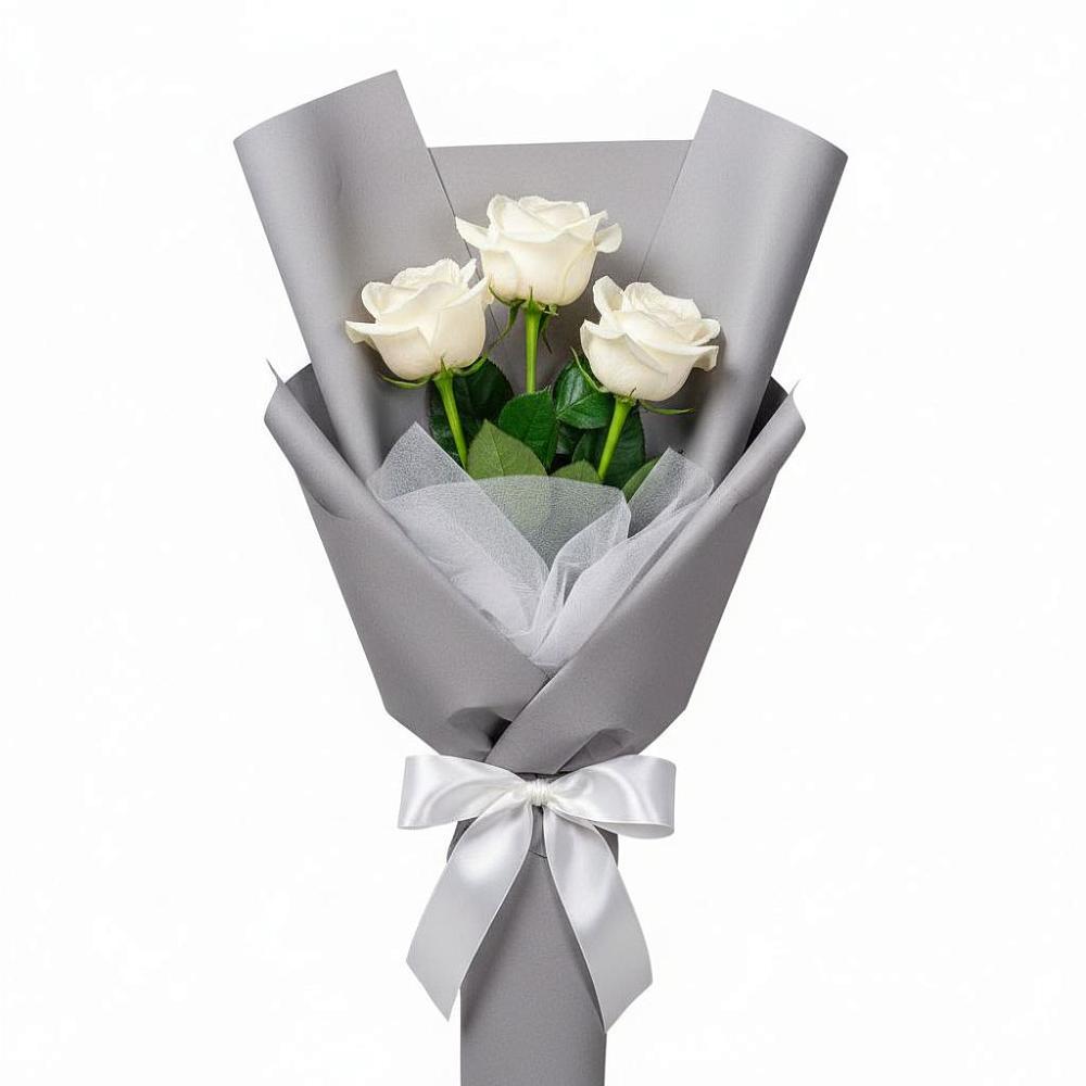 Букет 3 белые розы в Дорогобуже