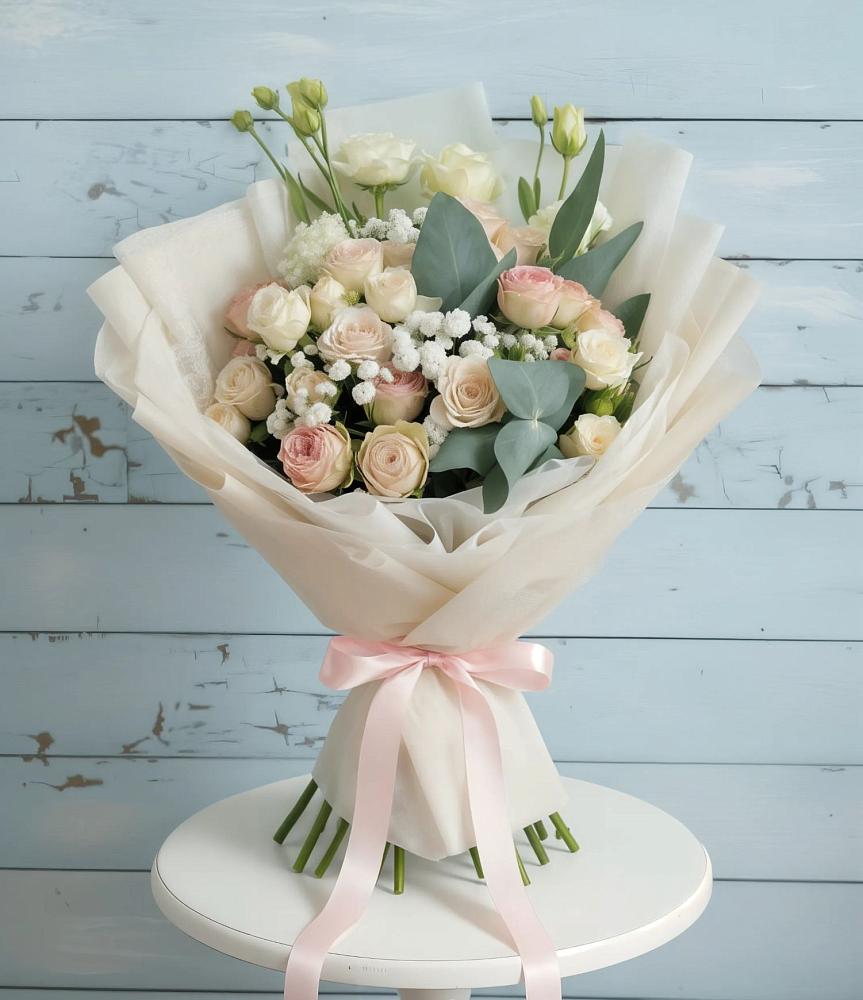 Букет цветов из: Розы и Лизиантусы в Дорогобуже